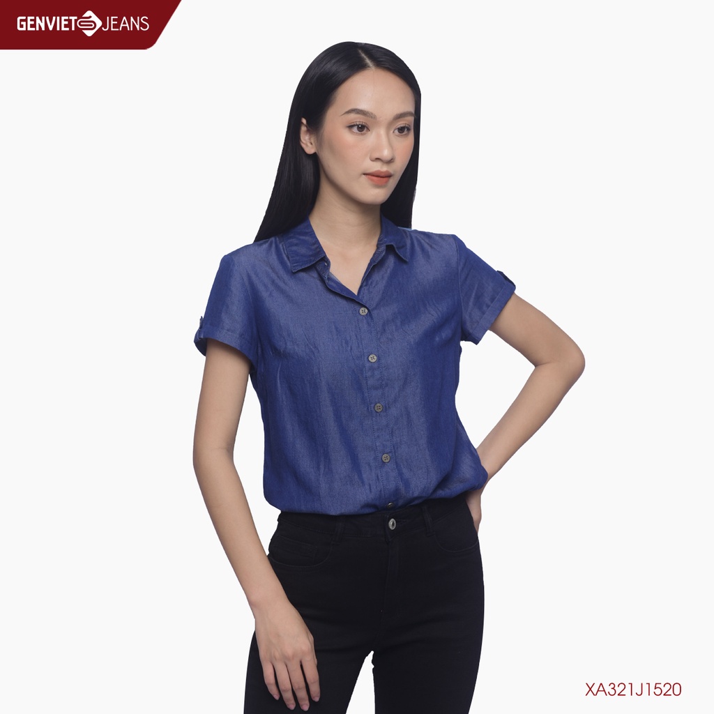 Áo Sơmi Jeans Cộc Tay Nữ GENVIET XA321J1520