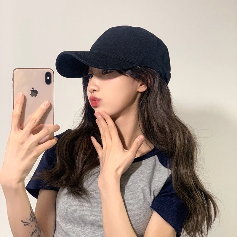 Mũ Lưỡi Trai Màu Xanh Da Trời Phong Cách Hàn Quốc Đơn Giản Thời Trang Unisex