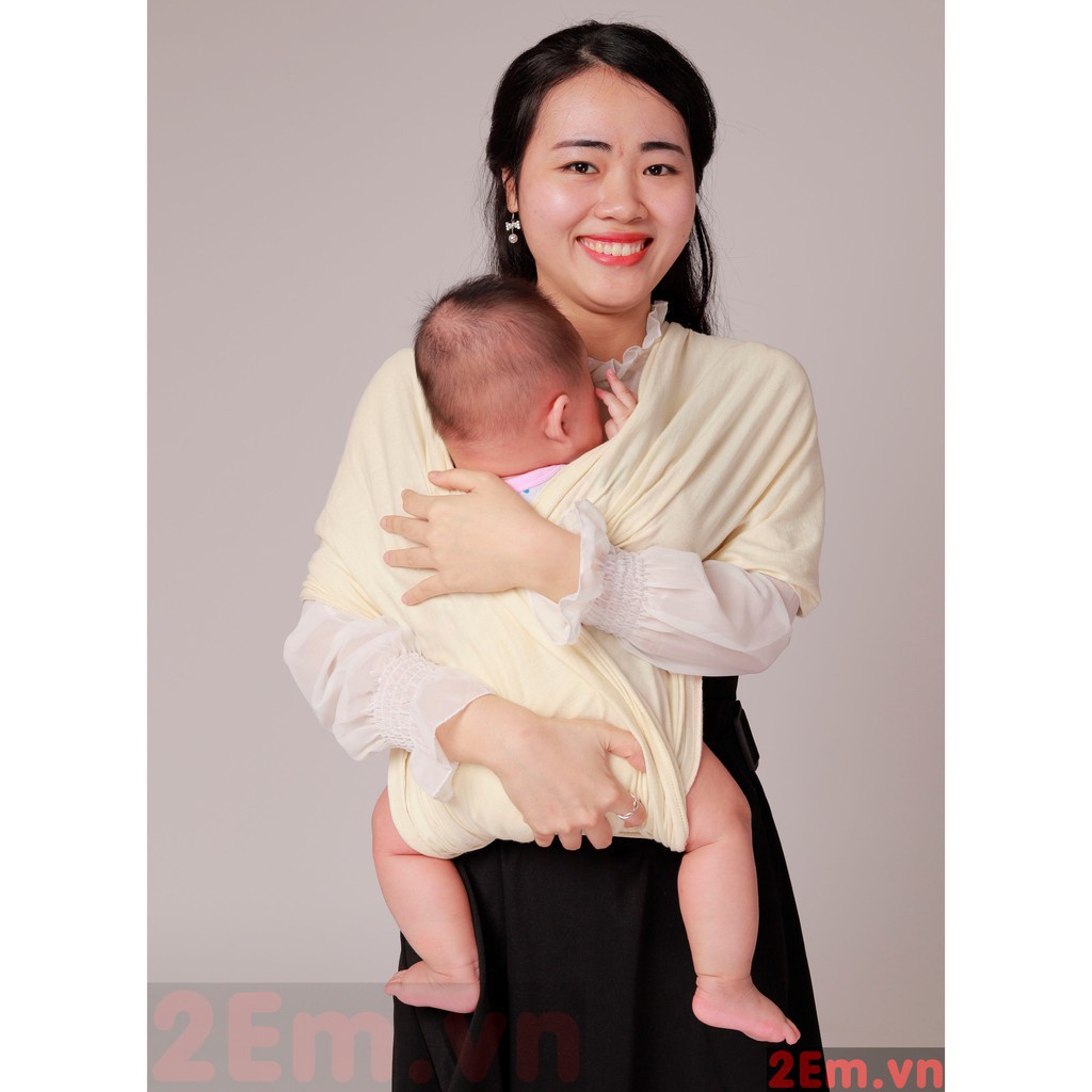Địu vải em Bé 2Em - nhiều tư thế tiện dụng - Điu vải sling Cho bé - Bé sơ sinh từ 0 -24 tháng