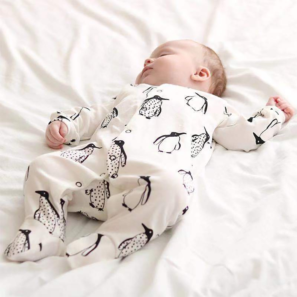 Bộ đồ ngủ liền thân ttkaababy áo dài tay bằng vải cotton dành cho trẻ em sơ sinh