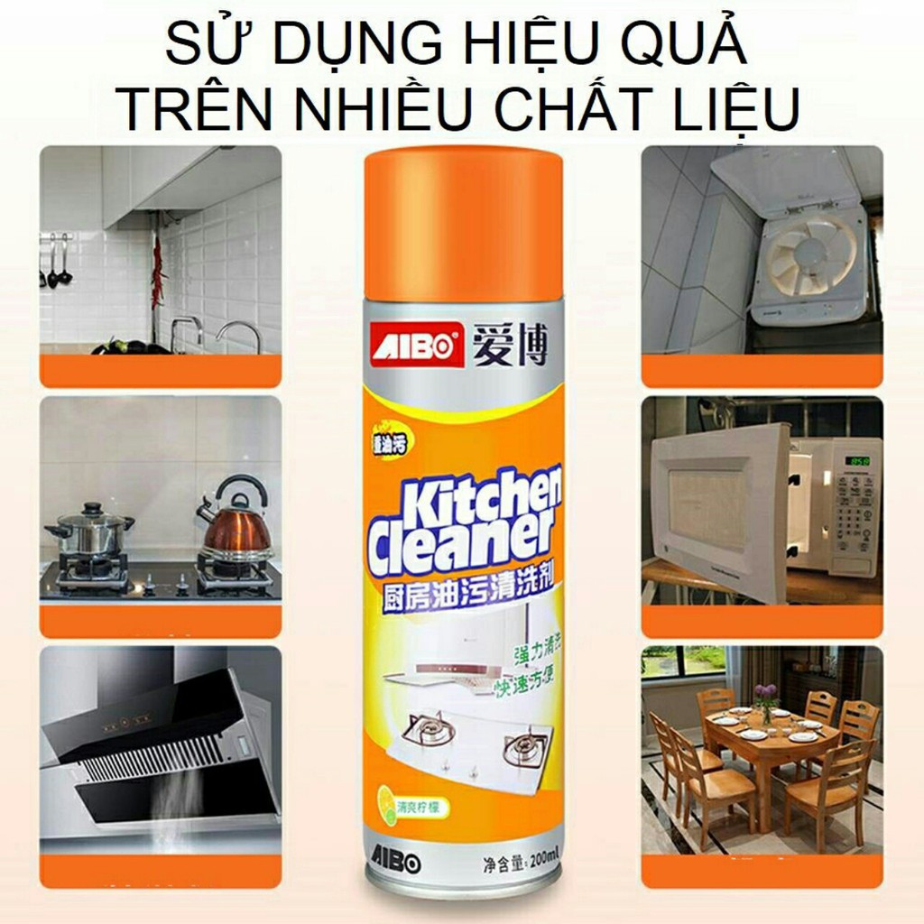 [GIÁ SIÊU RẺ] Bình xịt bọt tuyết tẩy rửa siêu sạch mầu cam kitchen cleaner nhà bếp 500ml