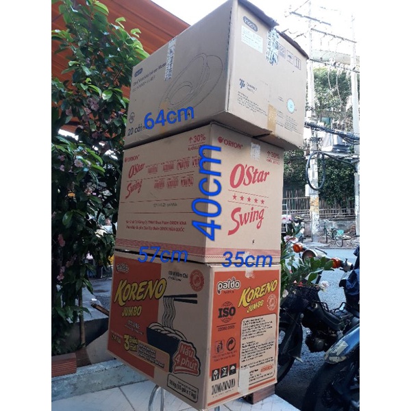 Thùng giấy, thùng carton lớn cũ đủ loại để đóng hàng, dày