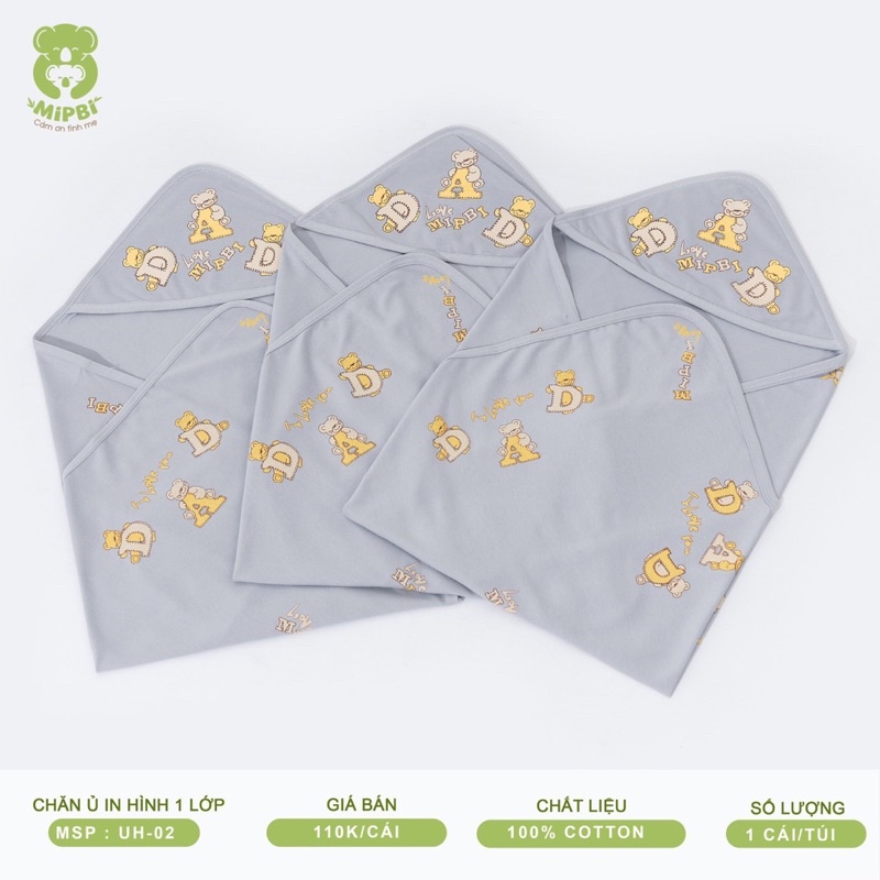 Khăn choàng ủ bé sơ sinh Mipbi vải cotton 100%