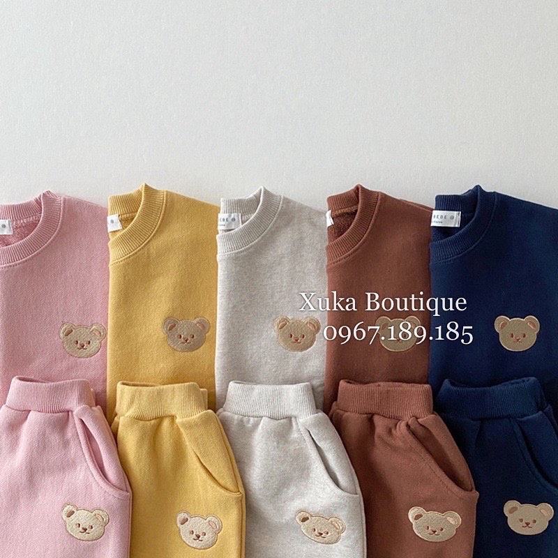 Set Bộ Quần Áo Nỉ Da Cá Gấu Cho Bé - Xuka Boutique - Bộ Quần Áo Dài Thu Đông Bé Trai Bé Gái Chất Siêu Đẹp [Ảnh thật]