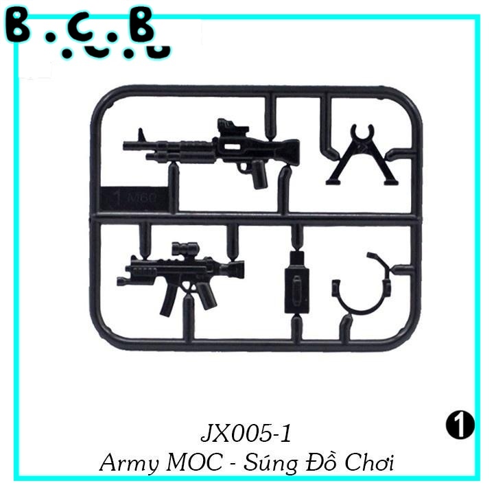 Phụ kiện MOC Army Vũ Khí Vỉ Súng Máy Đồ Chơi Lắp Ráp Minifig Non Lego Mô Hình Sáng Tạo Trang Trí Quân Đội JX005