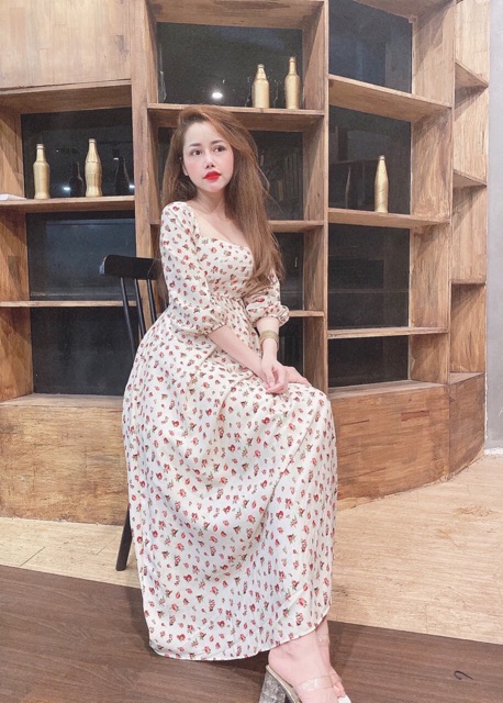 ĐẦM MAXI HOA CỔ U