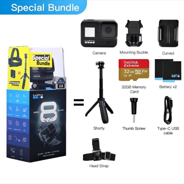Máy quay GOPRo 8 Bundle bảo hành 12 tháng chính hãng FPT | BigBuy360 - bigbuy360.vn