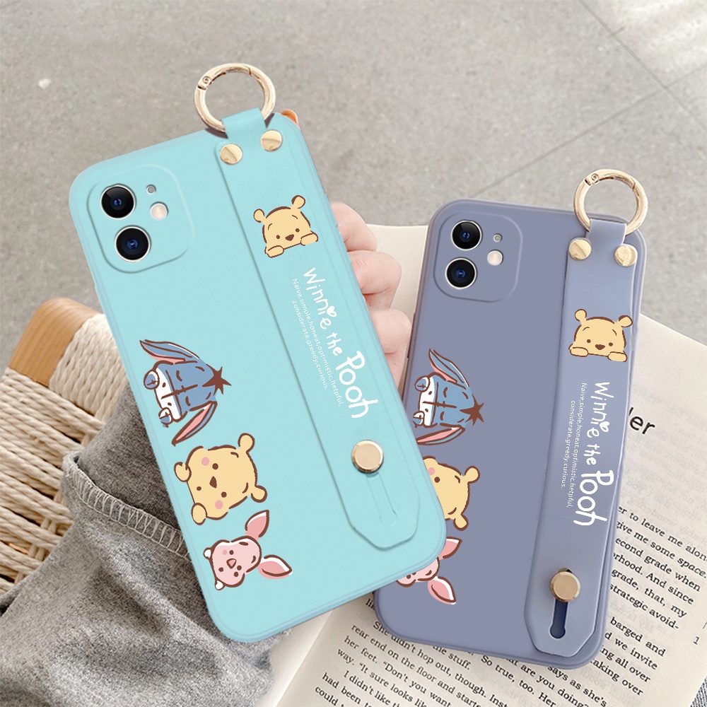 Ốp điện thoại silicone chống sốc in hình gấu Pooh có dây đeo cho Samsung Galaxy M31 M21 M30S M51 M62 F62