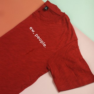 Áo thun mỏng vải sược cotton in chữ ew, people [Clearance]