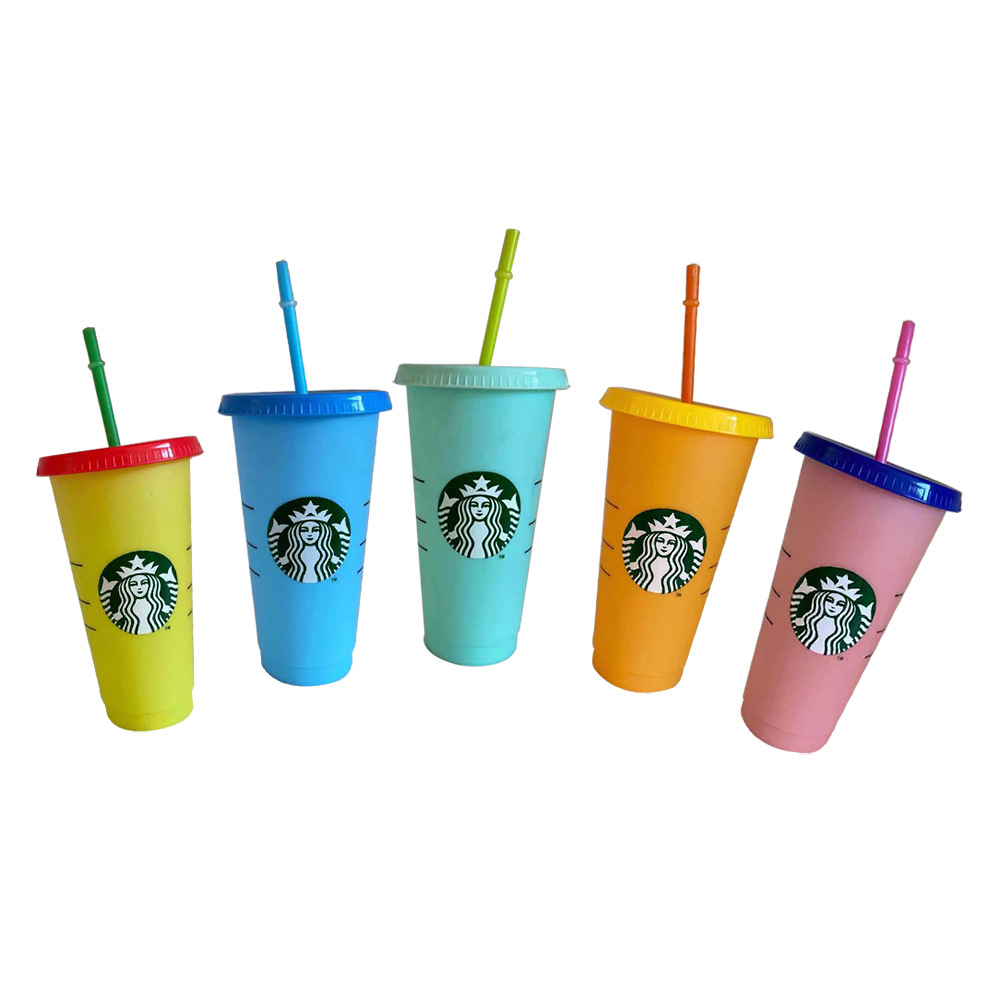 Ly Nhựa Uống Nước Starbucks Đổi Màu Có Nắp Đậy Tái Sử Dụng Được 24 Oz Soto1