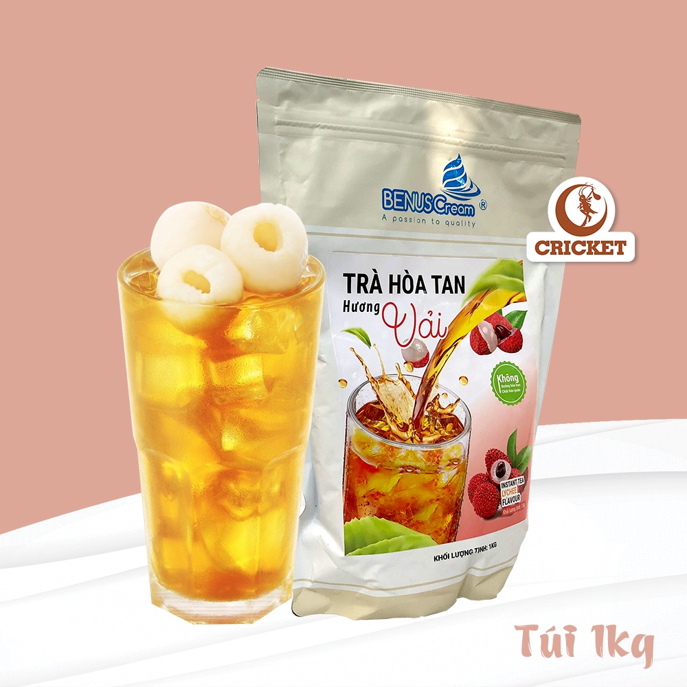 Trà Vải hòa tan Benus Cream Túi 1kg - Dạng bột tan nhanh dùng trong pha chế, thơm ngon tiện lợi