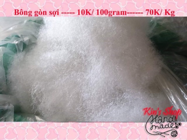 500g Bông gòn bi, gòn xơ và gòn lông vũ chuyên dùng làm gối, gấu bông handmade chất lượng