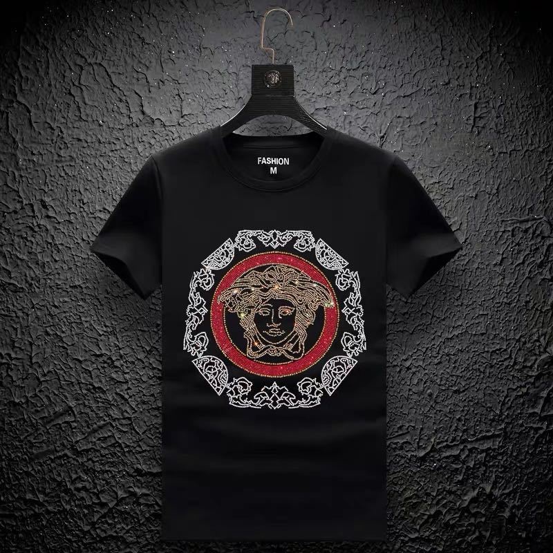 Versace Lengan Pendek lelaki Áo thun lelaki Thời Trang Nam Tay Ngắn Áo Cổ Tròn Nam Áo Sơ Mi Hàn Quốc Slim Mùa Hè Áo