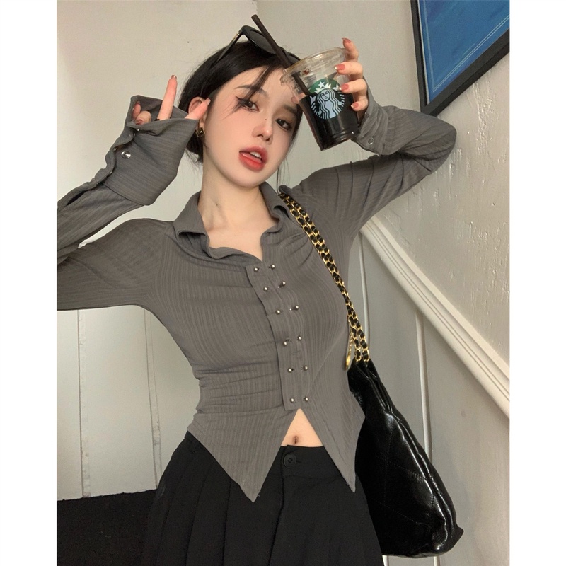 Áo Thun Polo Tay Dài Dáng Ôm Thời Trang Mùa Thu Cho Nữ