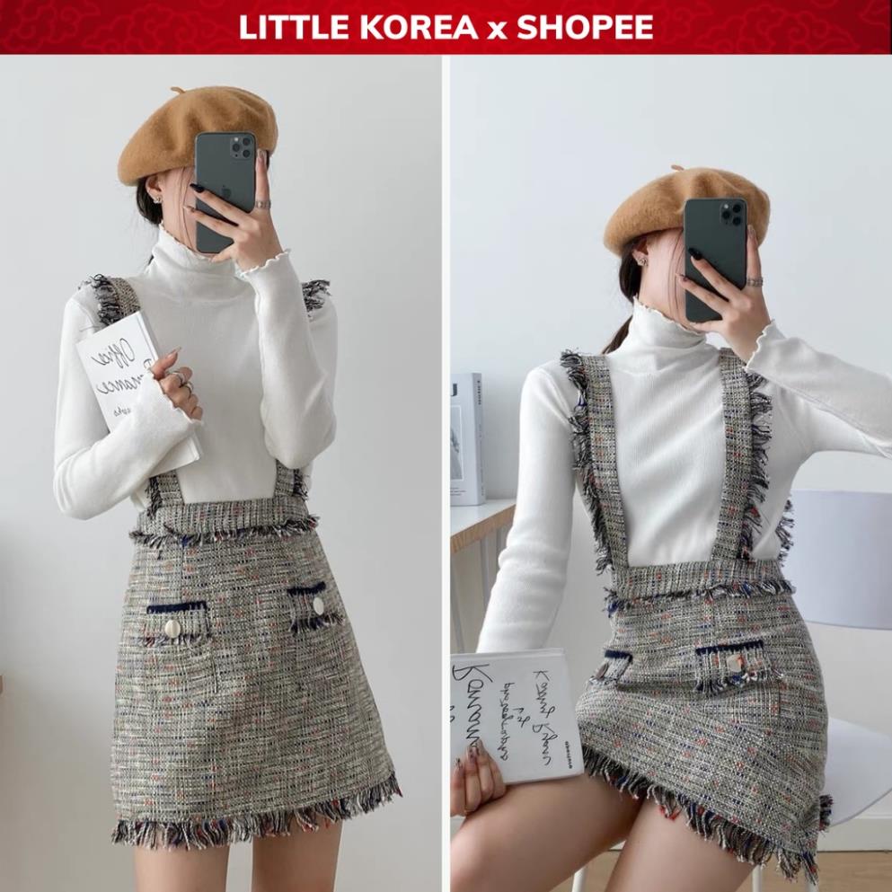 ঔ Váy Đầm Yếm Hai Dây Dạ Tweet Dáng Chữ A Ngắn Z - LITTLE KOREA ঔ