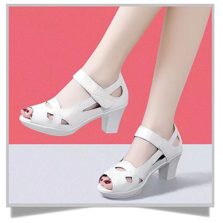 Giày Sandal Cao Gót Đế Dày Bằng Da Thật Thời Trang Mùa Hè Dành Cho Phụ Nữ Trung Niên 2022