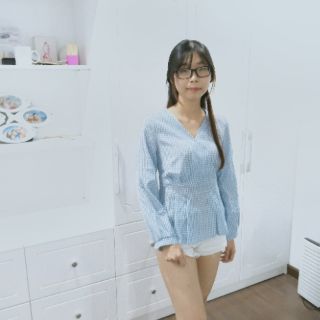Áo đắp ngực peplum QC (Hình thật)
