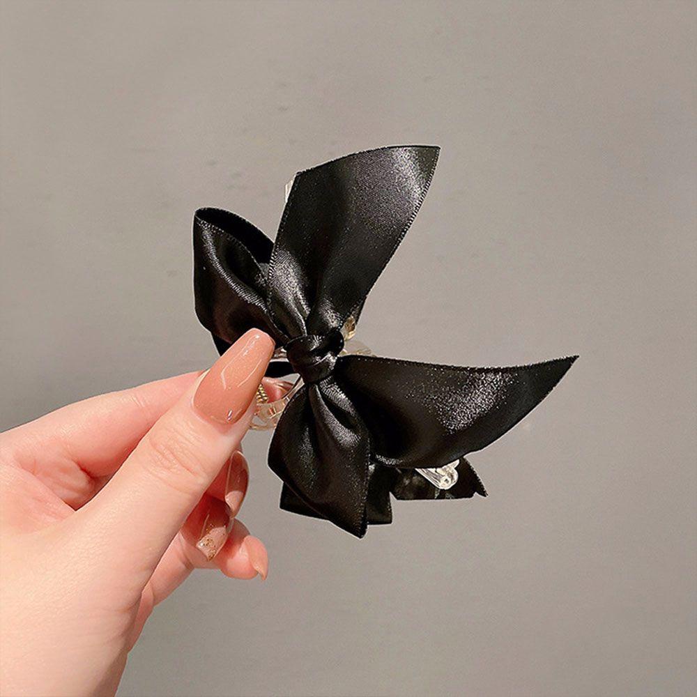 BACK2LIFE Kẹp Tóc Trang Trí Nơ Ren Màu Trắng Đen Bằng Acrylic Phong Cách Hàn Quốc Dành Cho Bạn Nữ