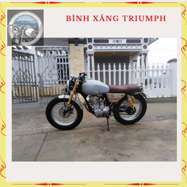 Bình xăng Trium, thùng xăng lớn độ xe Classic cafe racer , 67.. dung tích hơn 9 lít, bả sẵn matit, chỉ việc sơn