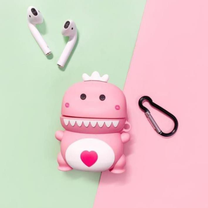 Case Airpods 1/2/I12 Inpods TWS - Vỏ Bao Đựng Bảo Vệ Ốp Tai Nghe, Sillicone Dẻo Chống Bám Bẩn, Khủng Long Love -I.CASE