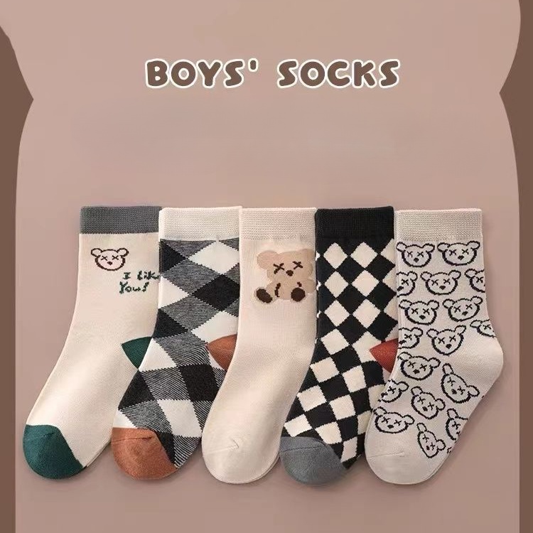 Set 5 Đôi Tất cotton Thân Thiện Với Da Cho Bé Trai Và Bé Gái Hàng Có Sẵn
