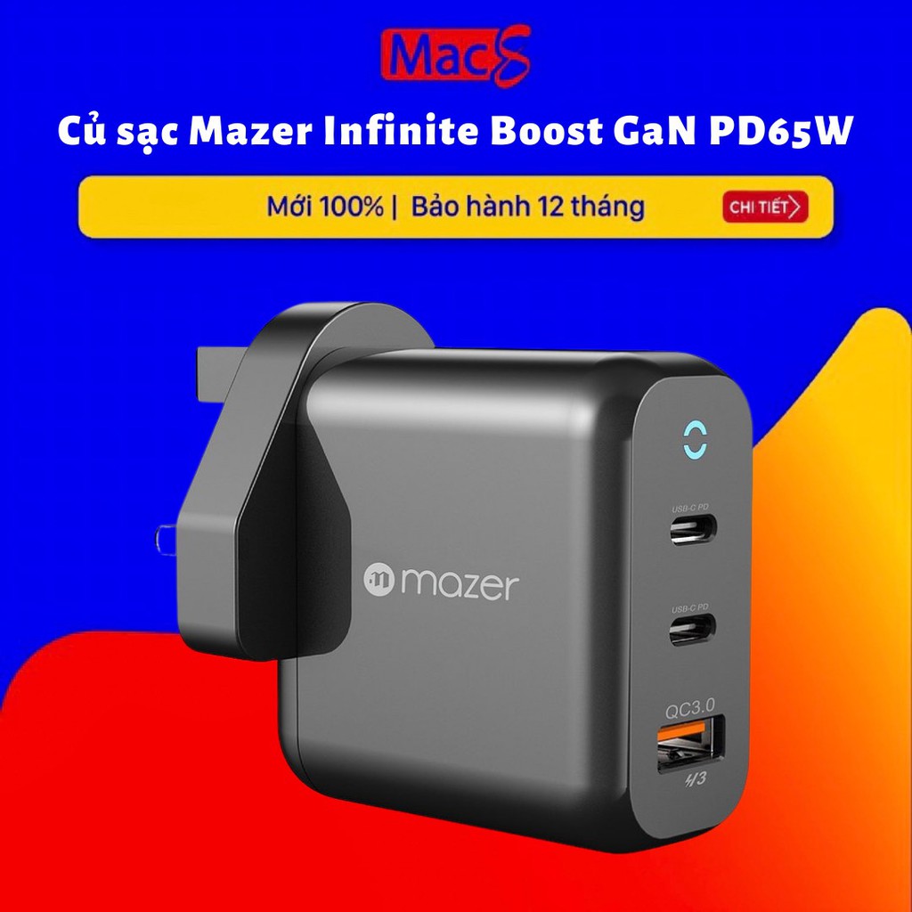 Củ sạc MAZER Infinite Boost GaN PD65W Charger