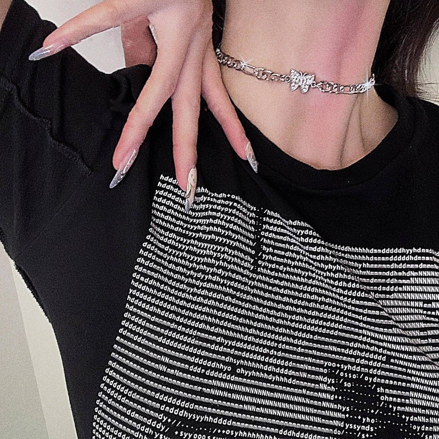 Vòng Cổ Choker Bằng Đất Sét Đính Đá Hình Bướm