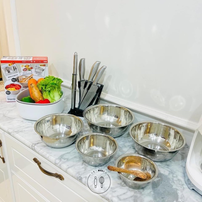BỘ 5 CHẬU INOX - BÁT INOX CAO CẤP