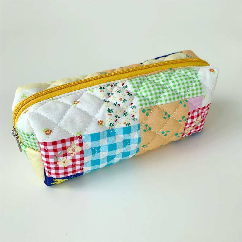 Túi Đựng Bút / Cọ Trang Điểm Bằng Vải Cotton Thêu Hoa / Gấu Sức Chứa Lớn Tiện Dụng Cho Học Sinh