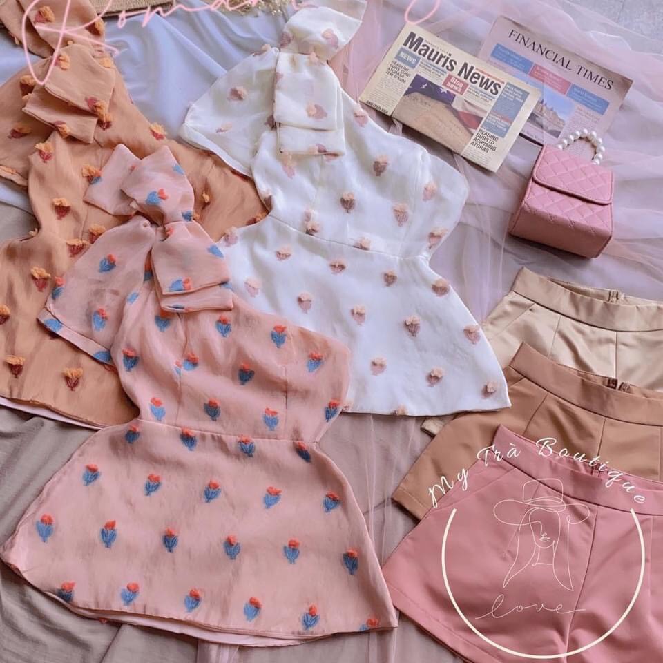 ❤️S5072🦄 SET BABYDOLL QUẦN ĐÙI LỆCH VAI 🦄