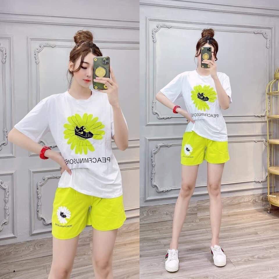 Đồ bộ thun nữ mặc nhà cộc tay thun sượt mềm mát dễ thương 2size L,XL