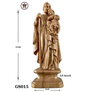 Tượng  gỗ Thánh Giuse cao 15cm