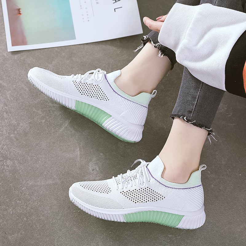 Giày Thể Thao Nữ Trắng Sneaker Dễ Thương Mắt Lưới Cao Cấp Phong Cách Sporty Cá Tính Thích Hợp Đi Học Công Sở Du Lịch