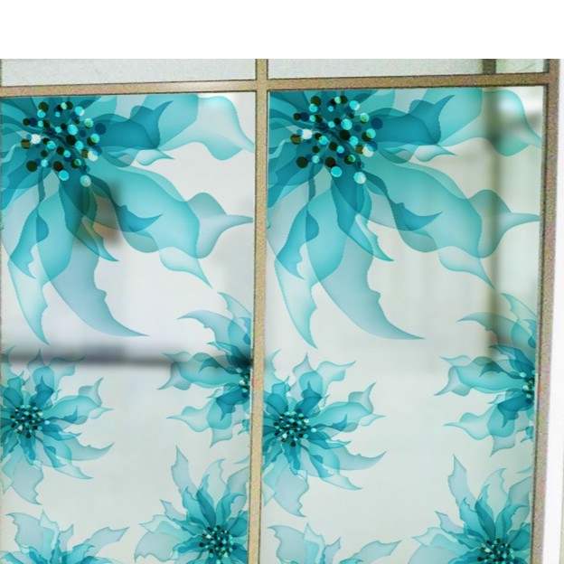 Decal dán kính cao cấp - Hoa thủy tinh lớn Xanh ngọc ( 60x116 )