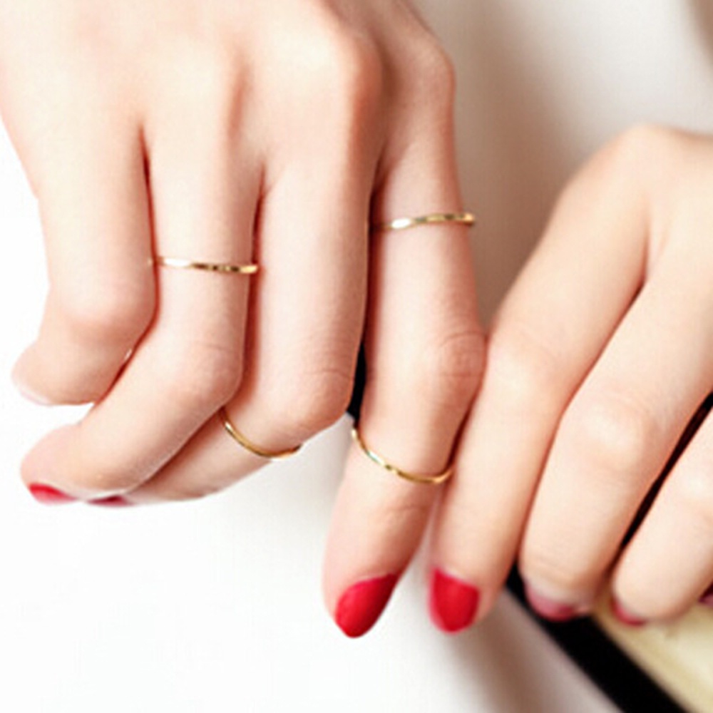 Set 5 Nhẫn Đeo Khớp Ngón Tay Hình Đuôi Cá Mini Đường Kính 14mm Thời Trang Cho Nữ