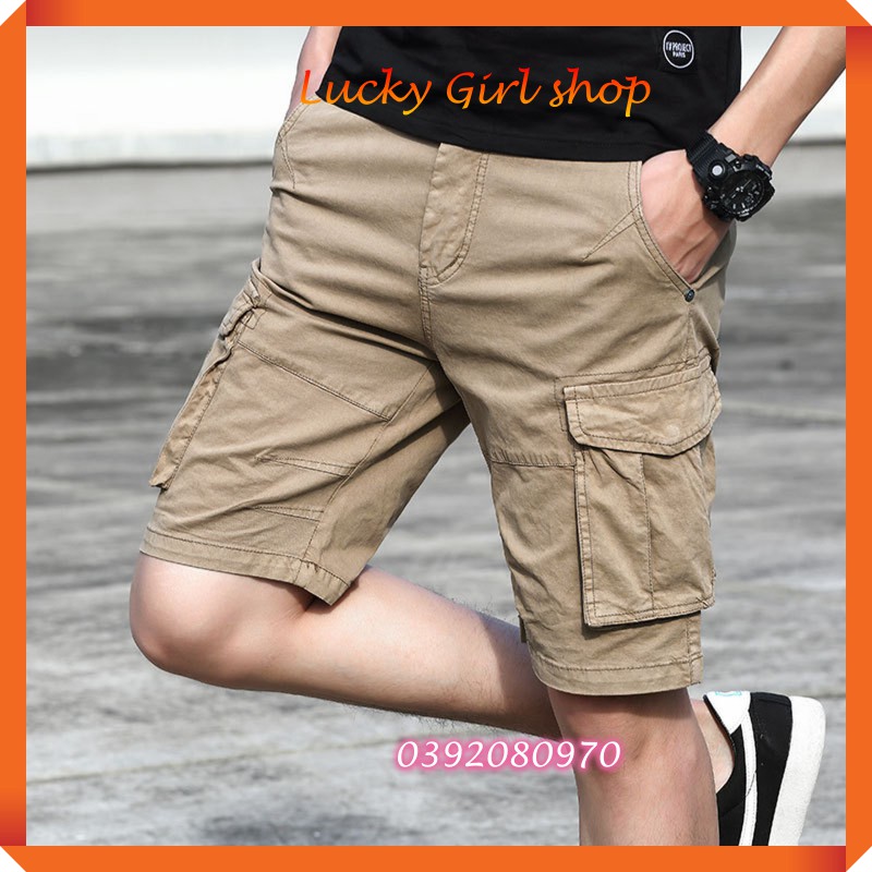 Quần Short Lửng Nam Trơn Cotton Lưng Bản Ngang Phối Dây Rút Trong Sang Trọng -Hàng VNXK