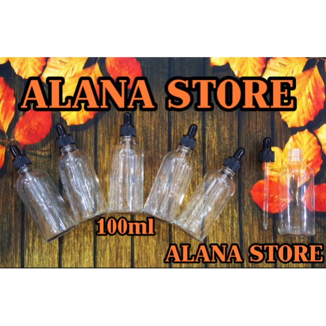 Lọ chiết serum thủy tinh trong nắp bóp đen 100ml