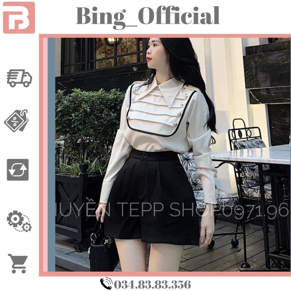 Sét Áo cổ bẻ nẹp mi mix quần Soóc chun sau  - QA033