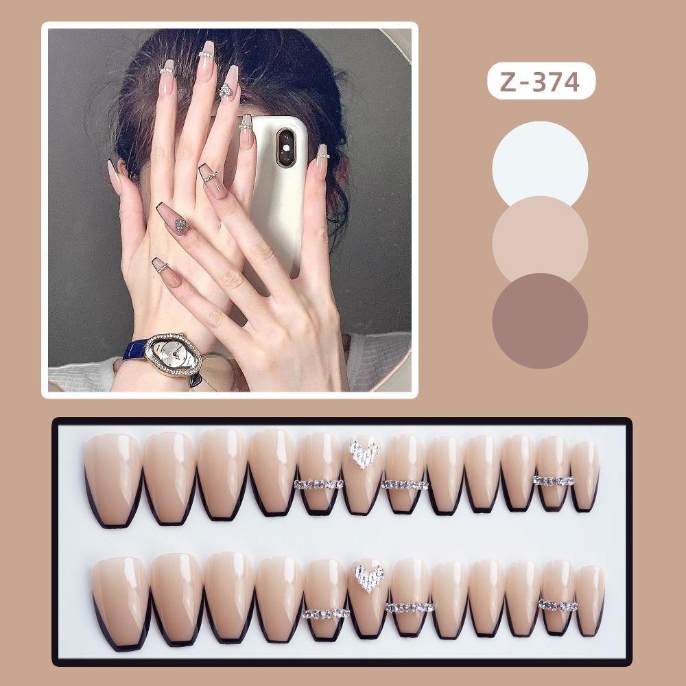 OKDEALS Móng Tay Giả Đính Pha Lê Trái Tim