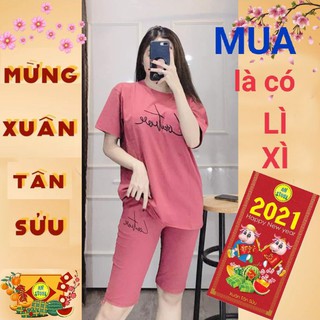 Có size đến 75kg-Đồ Bộ Cotton In Quần Lửng Đồ Bộ Nữ Mặc nhà Đẹp
