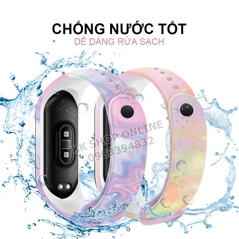 Dây đeo miband họa tiết màu nước không gian cho Xiaomi Miband 3 4 5 6