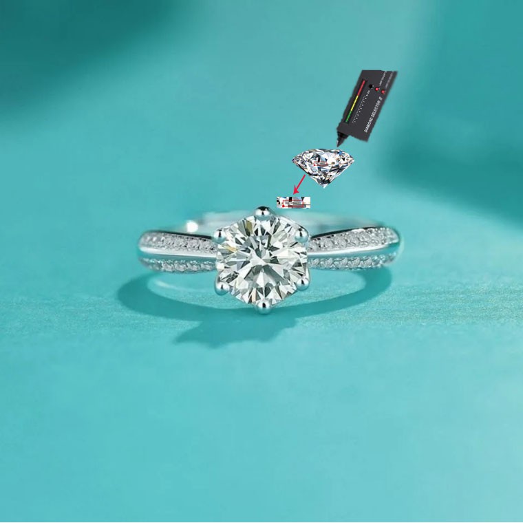 Nhẫn Bạc S925 1 carat Moissanite Đính Kim Cương Hai Mặt Thời Trang Dân Tộc Cho Nữ