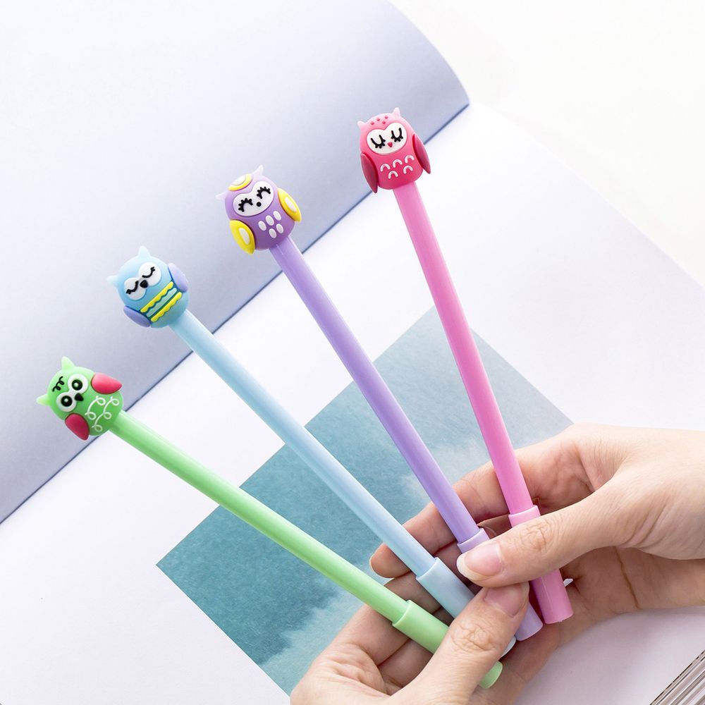 Bút bi mực đen ngòi 0.5mm thiết kế chim cú hoạt hình sáng tạo dành cho trẻ em