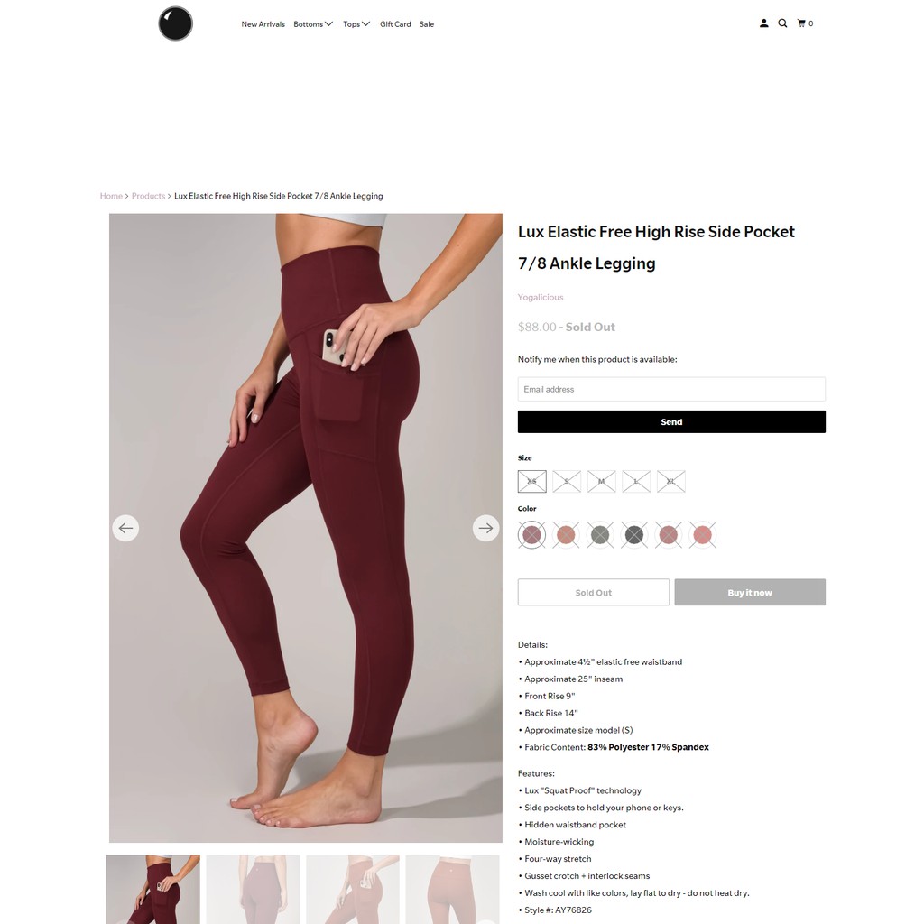 Quần legging tập gym yoga 7/8 Yogalicious túi hông lưng siêu cao dòng lux 2020