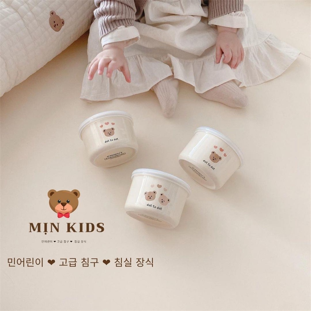Bát ăn dặm cho bé, bát sứ ăn dặm MỊN KIDS, bát có nắp đậy giữ nhiệt tiện lợi giữ nóng đồ ăn lâu