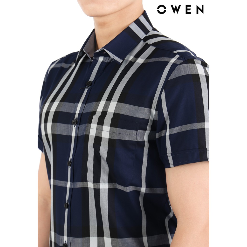 Áo sơ mi ngắn tay Owen Bamboo Regularfit màu xanh - AR22632NT | BigBuy360 - bigbuy360.vn