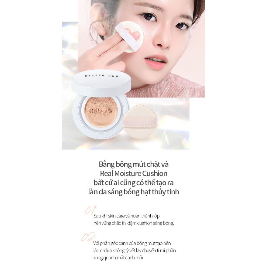 Phấn nước SISTER ANN kết cấu nhẹ giúp dưỡng ẩm làm sáng da xóa mờ nếp nhăn bảo vệ da khỏi tia UV SPF 47 PA++ | BigBuy360 - bigbuy360.vn