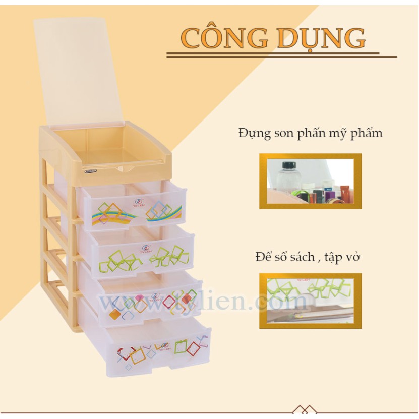 Tủ nhựa mini 35x26x37 4 tầng Tý Liên, nhựa pp thiết kế đơn giản nhiều hình ảnh đẹp mắt để quần áo, đồ đạc tiện dụng