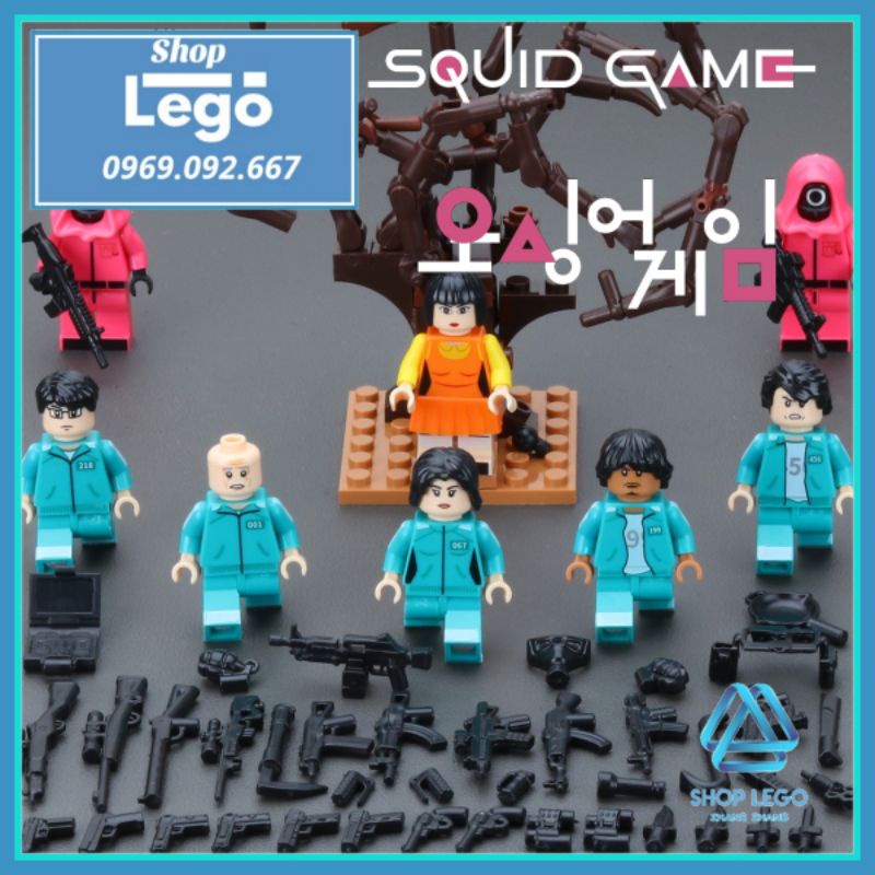 Xếp hình mô hình Trò chơi con mực Squid Game gồm Gi Hoon - Oh Il Nam - Sae Byuk - Ali Lego Minifigures QG101