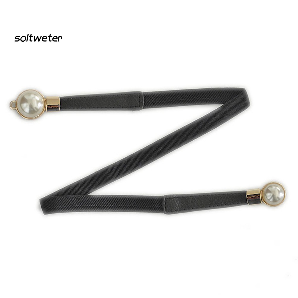 Thắt lưng thời trang nữ co giãn đính ngọc trai giả